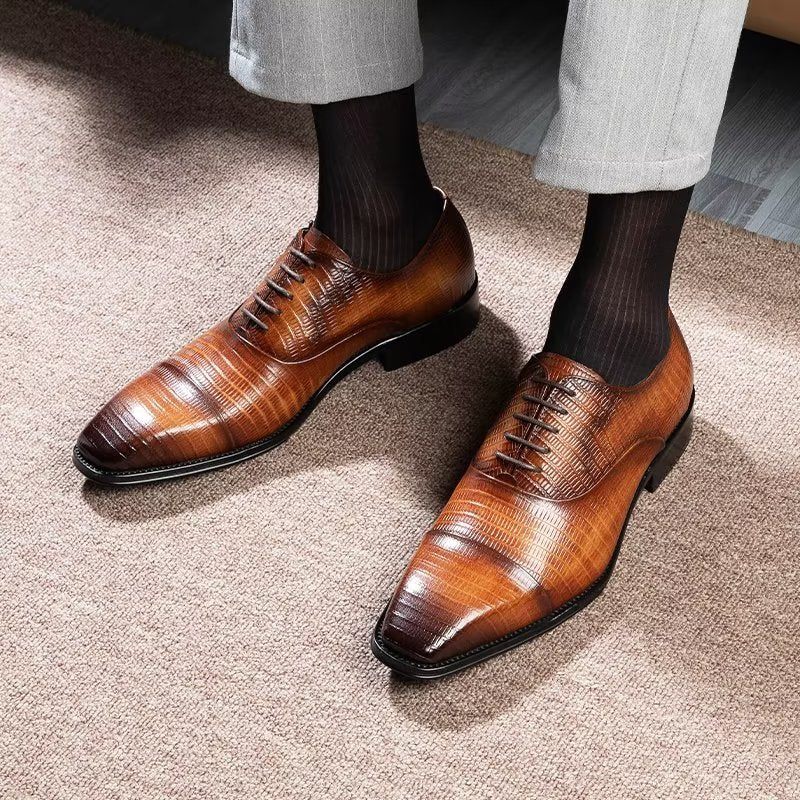 Sapatos Formais Masculinos Opulentos Exotica Oxford - Café