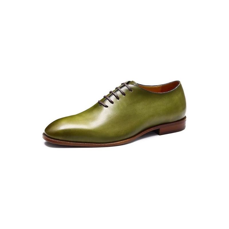 Sapatos Formais Masculinos Opulentos Exóticos Dedo Redondo Oxford - Verde