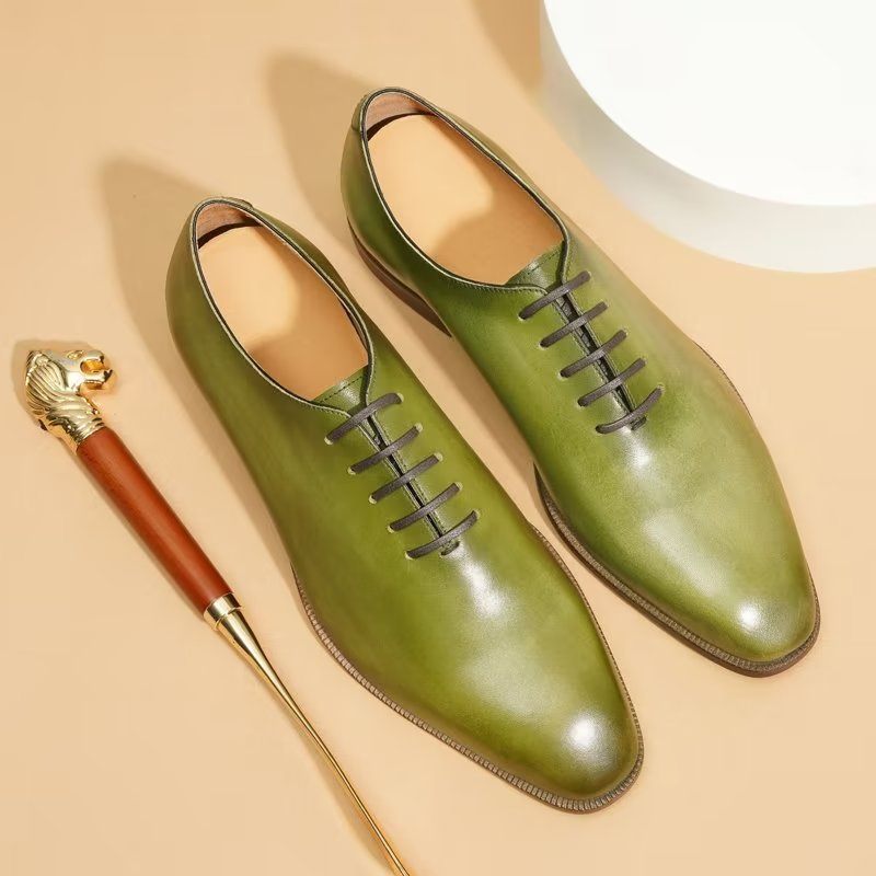 Sapatos Formais Masculinos Opulentos Exóticos Dedo Redondo Oxford - Verde