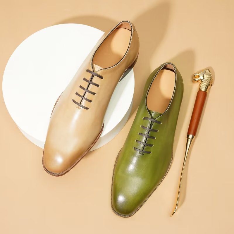 Sapatos Formais Masculinos Opulentos Exóticos Dedo Redondo Oxford - Verde