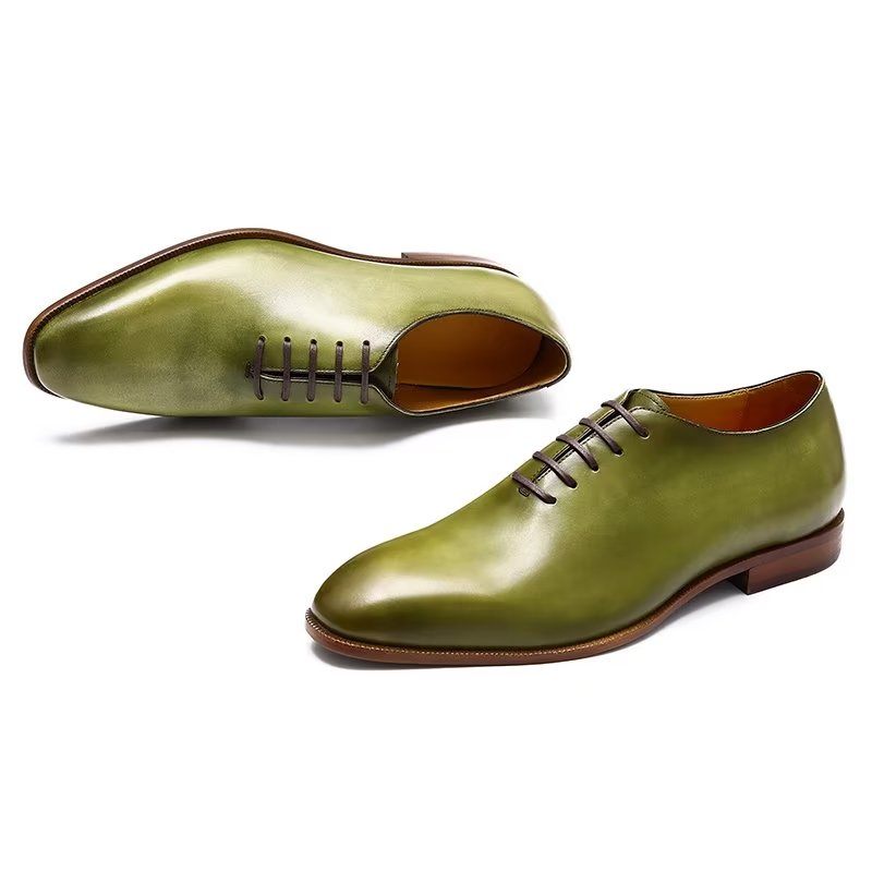 Sapatos Formais Masculinos Opulentos Exóticos Dedo Redondo Oxford - Verde