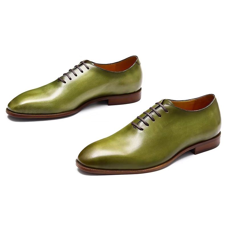 Sapatos Formais Masculinos Opulentos Exóticos Dedo Redondo Oxford - Verde