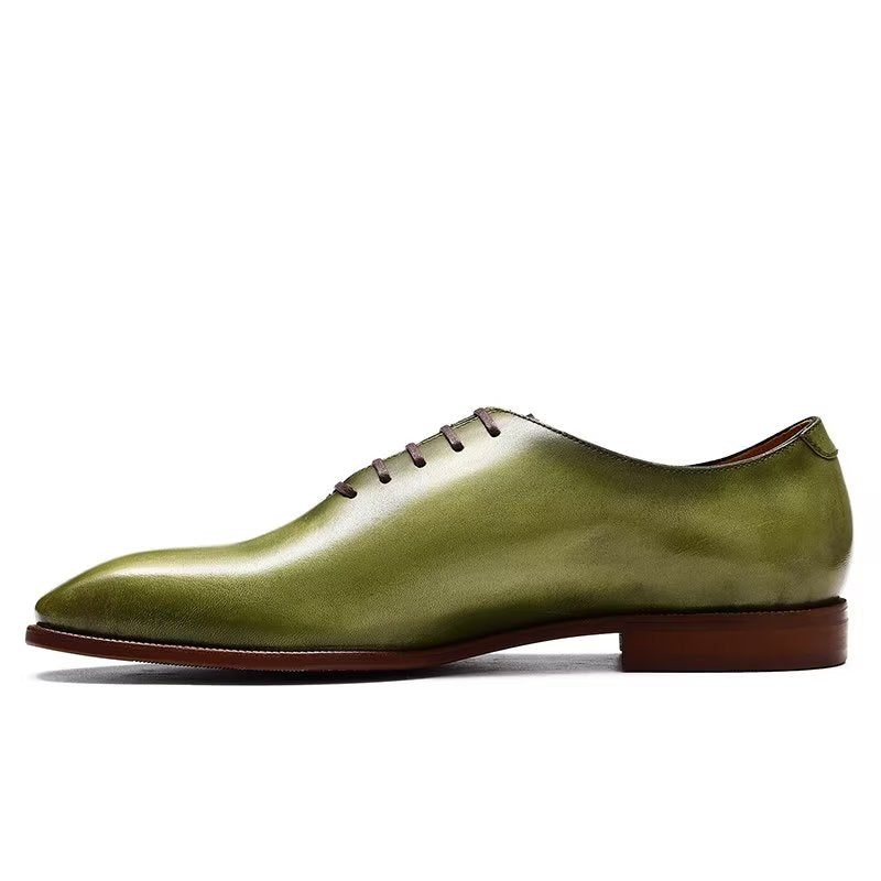 Sapatos Formais Masculinos Opulentos Exóticos Dedo Redondo Oxford - Verde