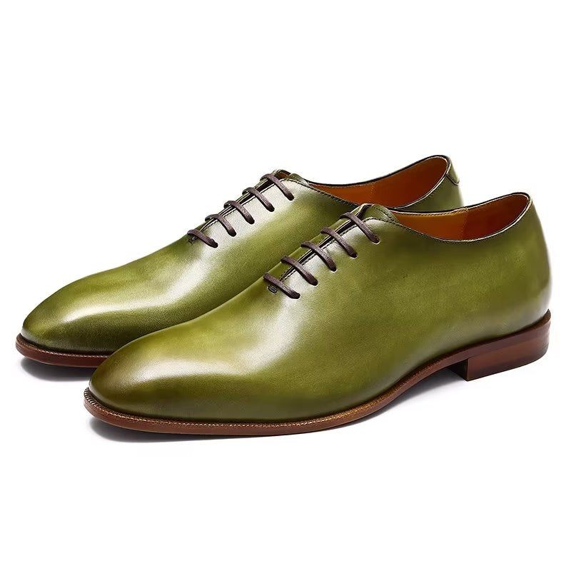 Sapatos Formais Masculinos Opulentos Exóticos Dedo Redondo Oxford - Verde