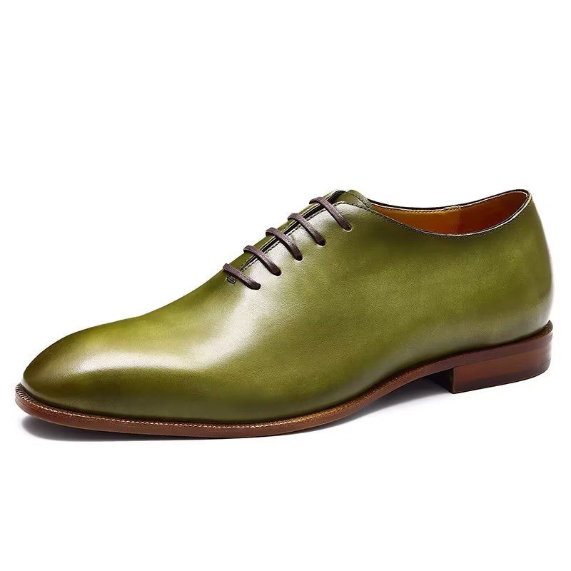 Sapatos Formais Masculinos Opulentos Exóticos Dedo Redondo Oxford - Verde