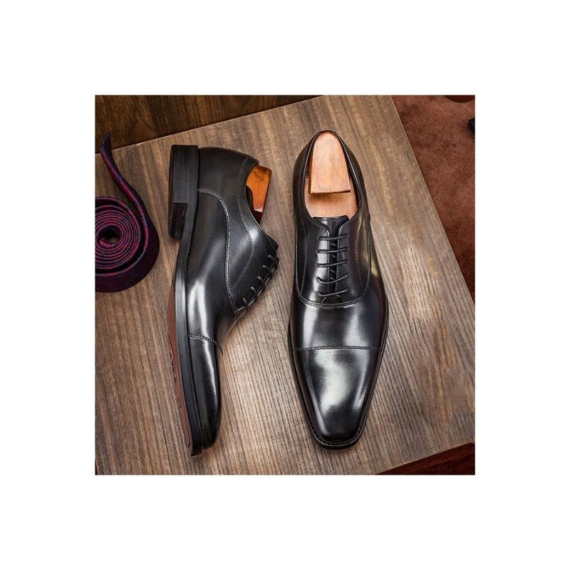 Sapatos Formais Masculinos Opulentos Oxford Com Padrão Exótico - Preto