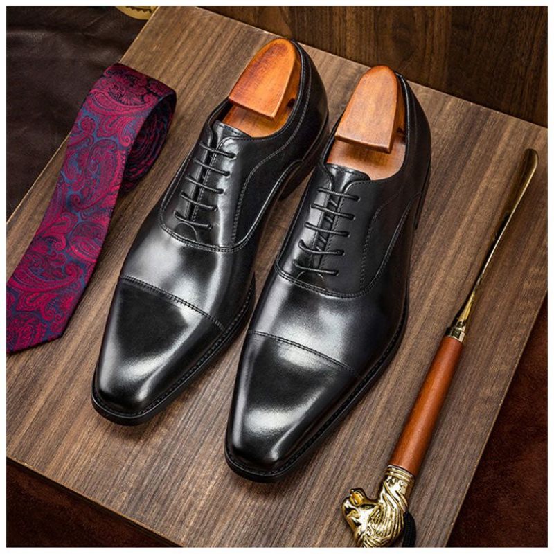 Sapatos Formais Masculinos Opulentos Oxford Com Padrão Exótico - Preto