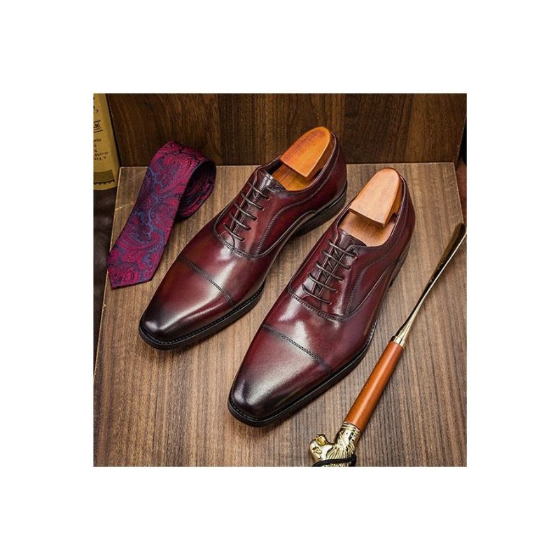 Sapatos Formais Masculinos Opulentos Oxford Com Padrão Exótico - Vermelho