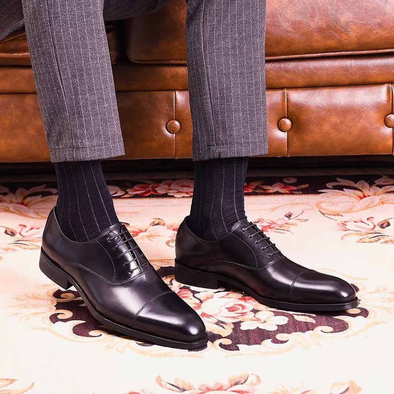 Sapatos Formais Masculinos Opulentos Sociais Couro Oxford - Preto