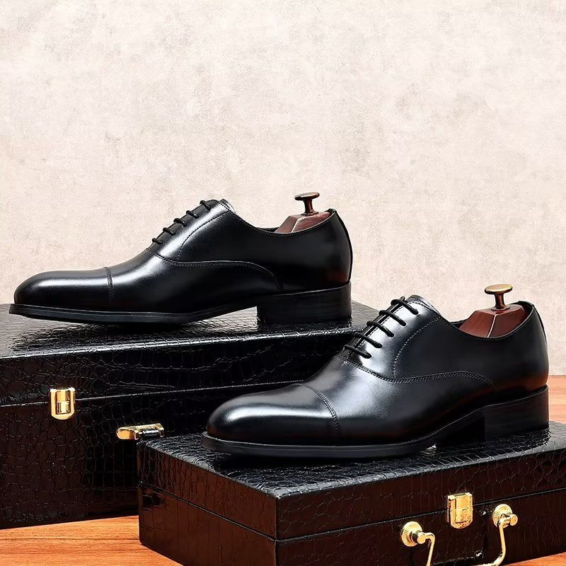 Sapatos Formais Masculinos Opulentos Sociais Couro Oxford - Preto