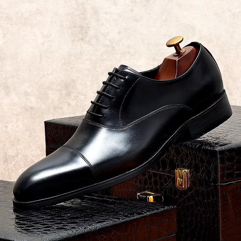 Sapatos Formais Masculinos Opulentos Sociais Couro Oxford - Preto