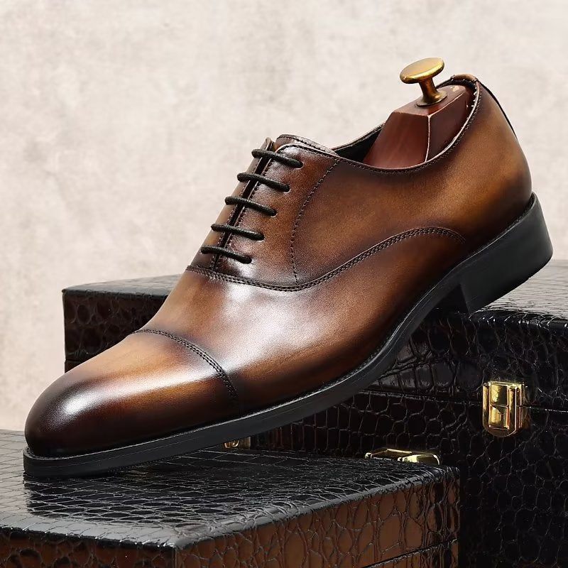 Sapatos Formais Masculinos Opulentos Sociais Couro Oxford - Café