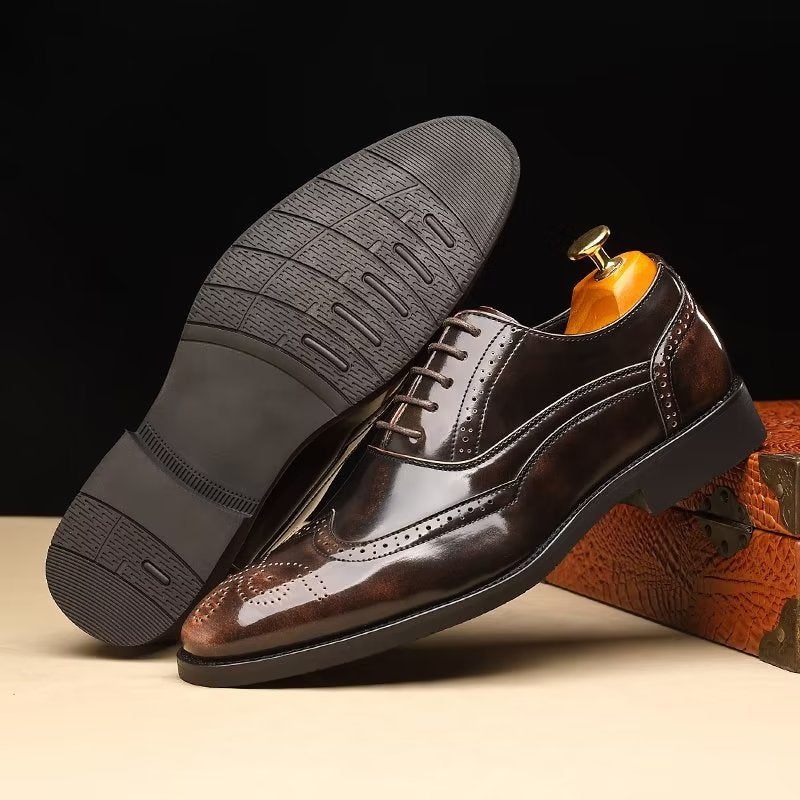 Sapatos Formais Masculinos Opulentos Sociais Oxford Bico Fino - Café