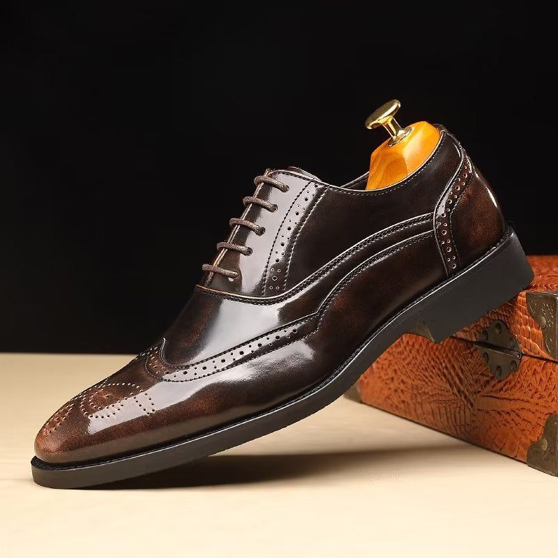 Sapatos Formais Masculinos Opulentos Sociais Oxford Bico Fino - Café