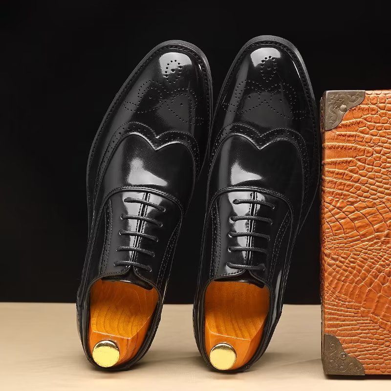 Sapatos Formais Masculinos Opulentos Sociais Oxford Bico Fino - Preto