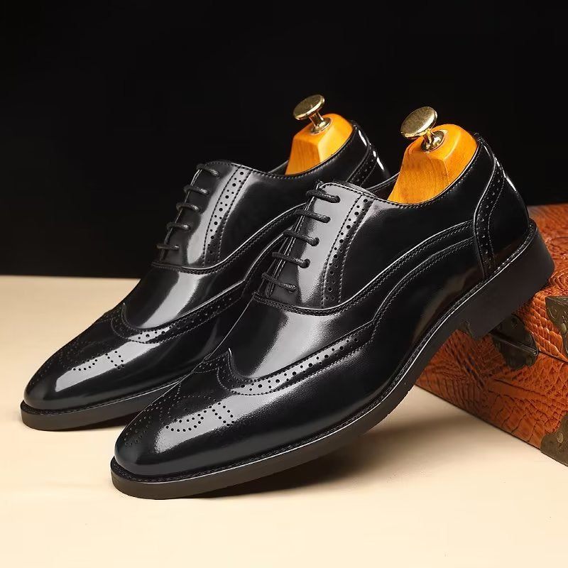 Sapatos Formais Masculinos Opulentos Sociais Oxford Bico Fino - Preto