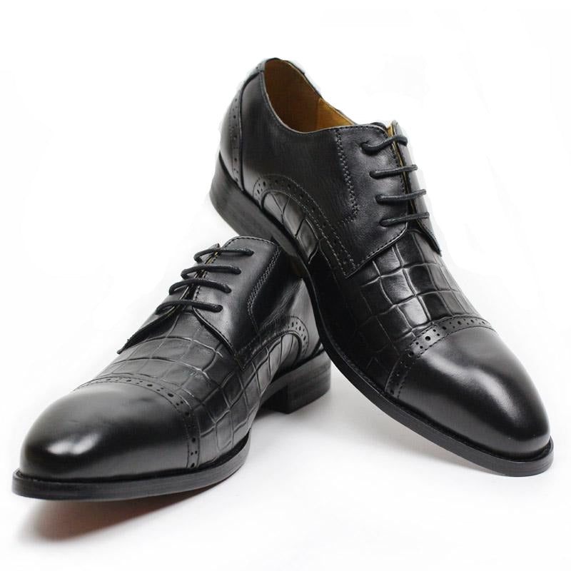 Sapatos Formais Masculinos Oxford Couro Vaca Genuíno - Preto