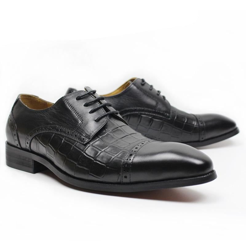 Sapatos Formais Masculinos Oxford Couro Vaca Genuíno - Preto