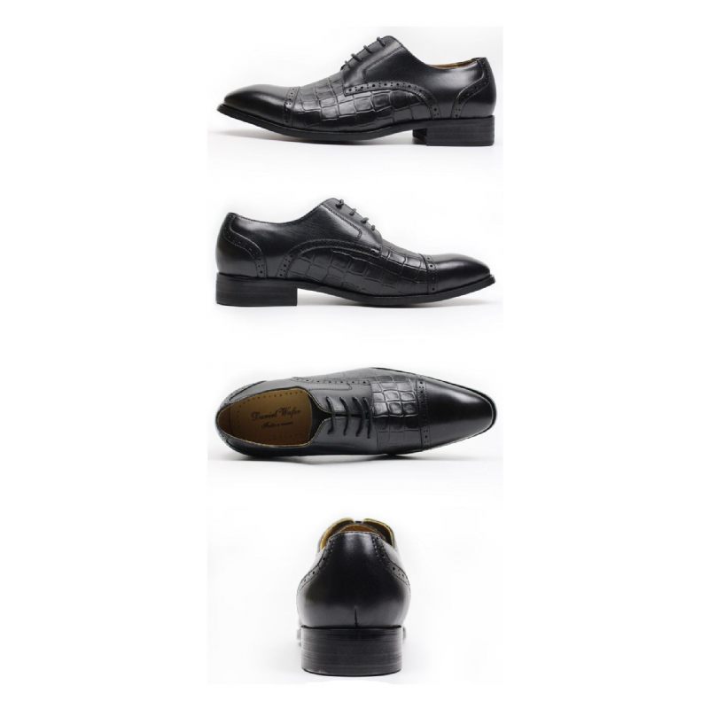 Sapatos Formais Masculinos Oxford Couro Vaca Genuíno - Preto