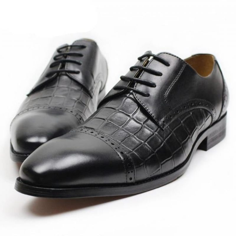 Sapatos Formais Masculinos Oxford Couro Vaca Genuíno - Preto