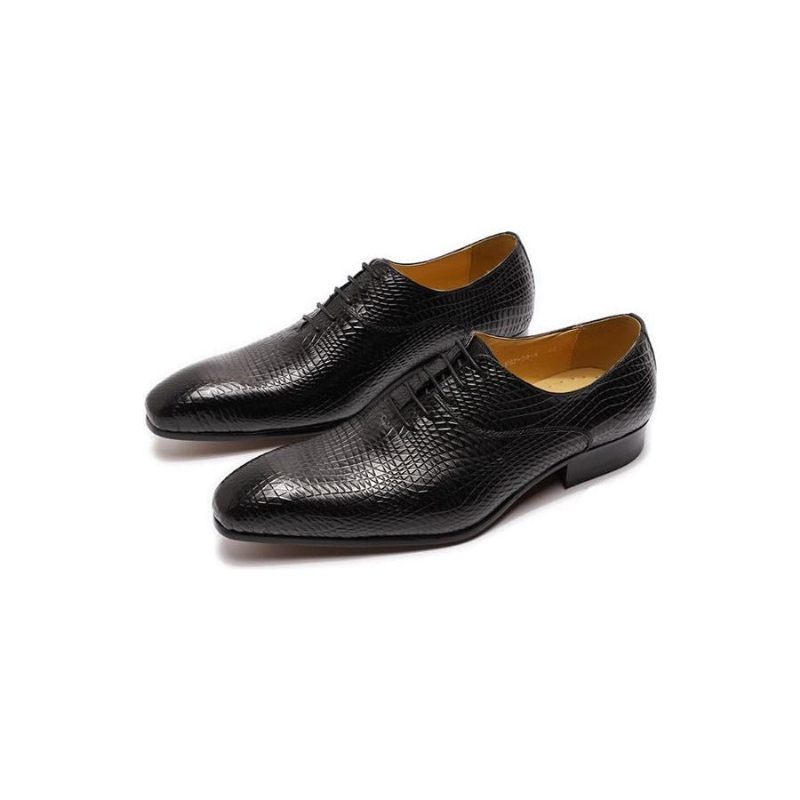 Sapatos Formais Masculinos Oxford Exóticos Com Bico Fino - Preto