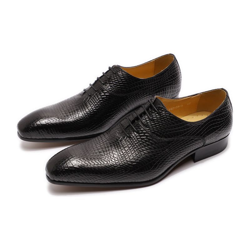 Sapatos Formais Masculinos Oxford Exóticos Com Bico Fino - Preto