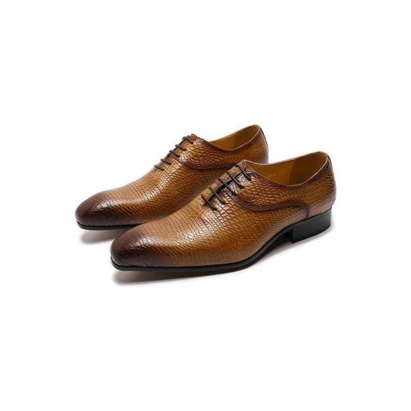 Sapatos Formais Masculinos Oxford Exóticos Com Bico Fino - Café