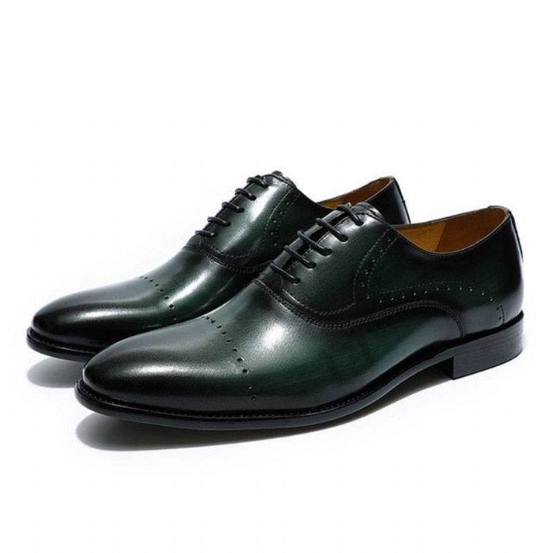 Sapatos Formais Masculinos Oxford Exóticos Pintados À Mão - Verde