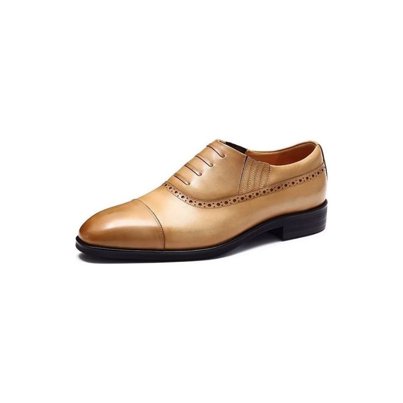 Sapatos Formais Masculinos Oxford Lace Up Casuais - Marrom