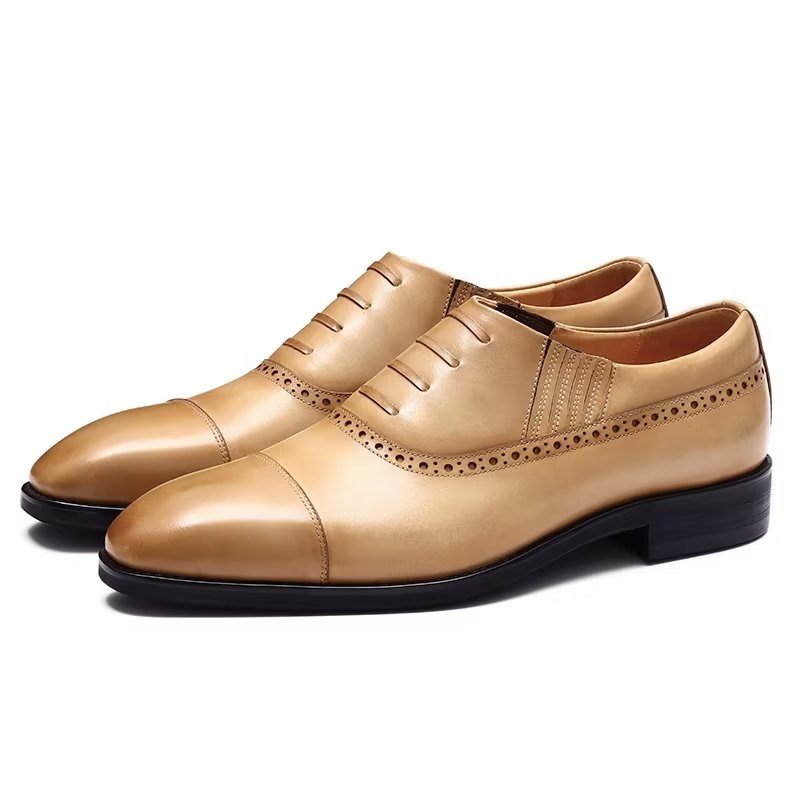 Sapatos Formais Masculinos Oxford Lace Up Casuais - Marrom