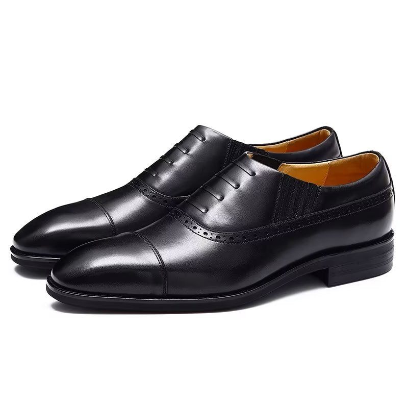 Sapatos Formais Masculinos Oxford Lace Up Casuais - Preto