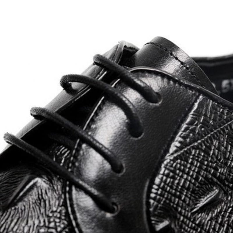 Sapatos Formais Masculinos Padrão Exótico Com Cordões Sociais Oxford - Preto 