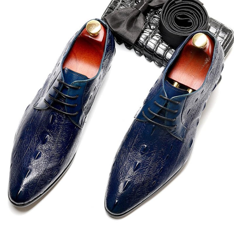 Sapatos Formais Masculinos Padrão Exótico Com Cordões Sociais Oxford -  Azul