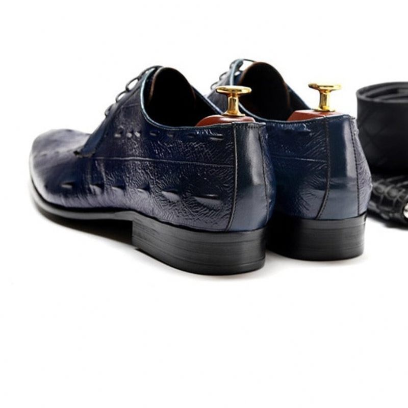 Sapatos Formais Masculinos Padrão Exótico Com Cordões Sociais Oxford -  Azul