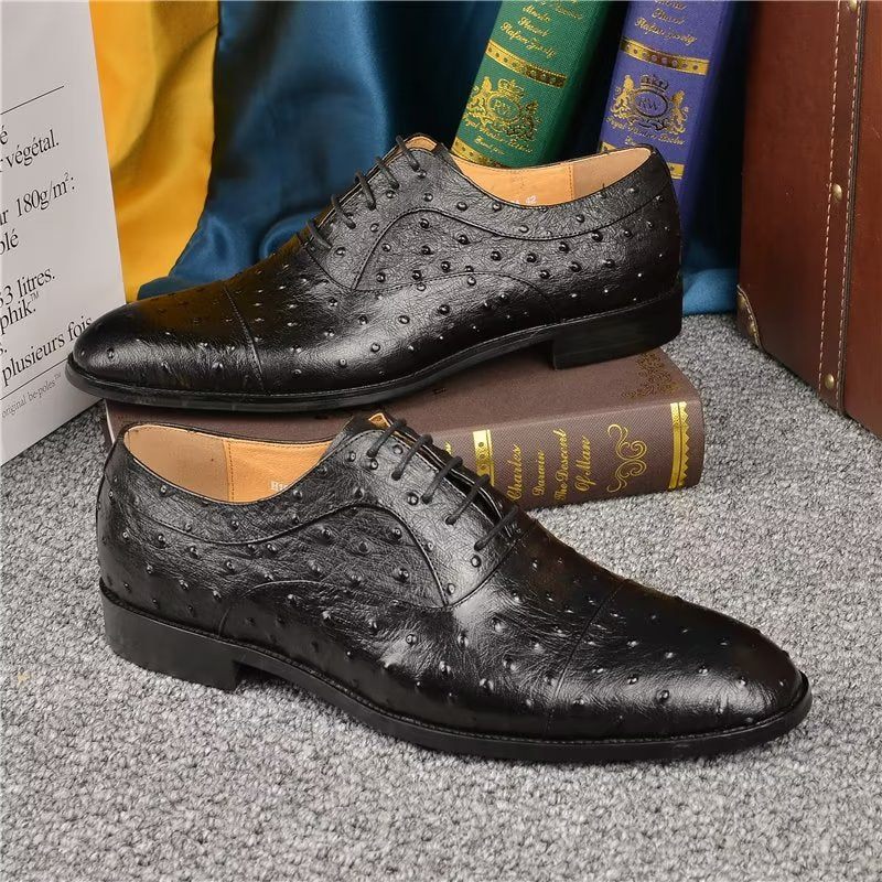 Sapatos Formais Masculinos Padrão Exótico Sofisticados Oxford - Preto