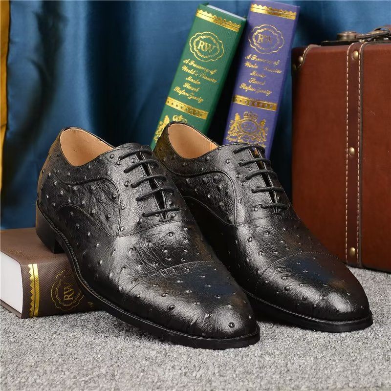 Sapatos Formais Masculinos Padrão Exótico Sofisticados Oxford - Preto