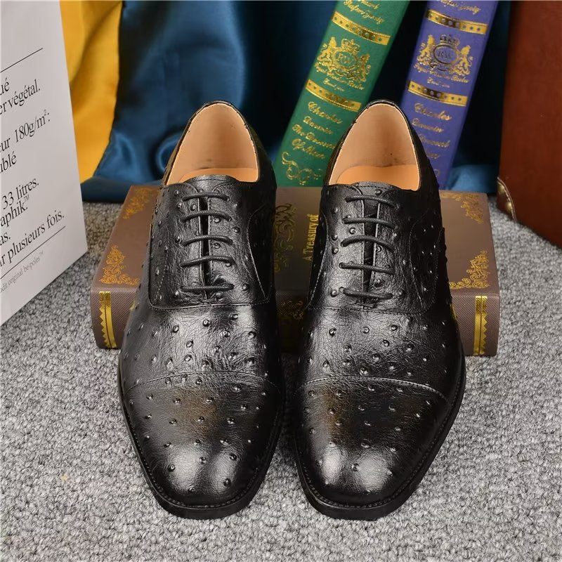 Sapatos Formais Masculinos Padrão Exótico Sofisticados Oxford - Preto