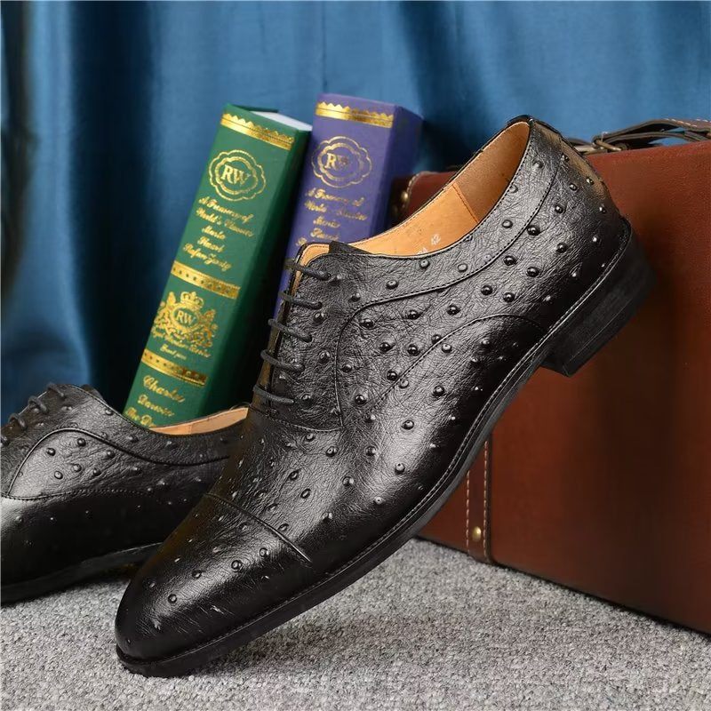 Sapatos Formais Masculinos Padrão Exótico Sofisticados Oxford - Preto