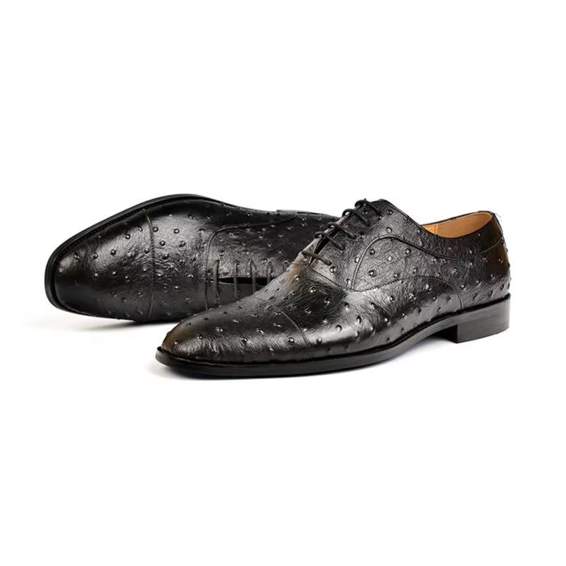 Sapatos Formais Masculinos Padrão Exótico Sofisticados Oxford - Preto