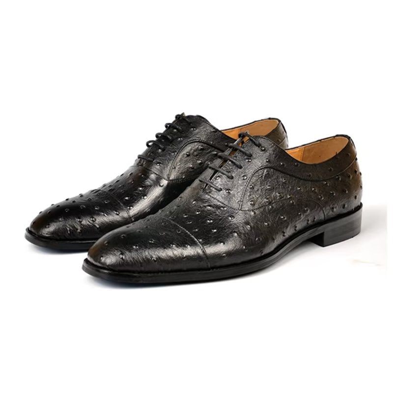 Sapatos Formais Masculinos Padrão Exótico Sofisticados Oxford - Preto