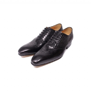 Sapatos Formais Masculinos Pele Cobra Elegância Com Cadarço Brogue