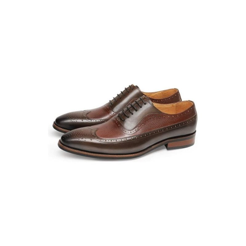 Sapatos Formais Masculinos Pontiagudos Com Cadarço Brogues - Café