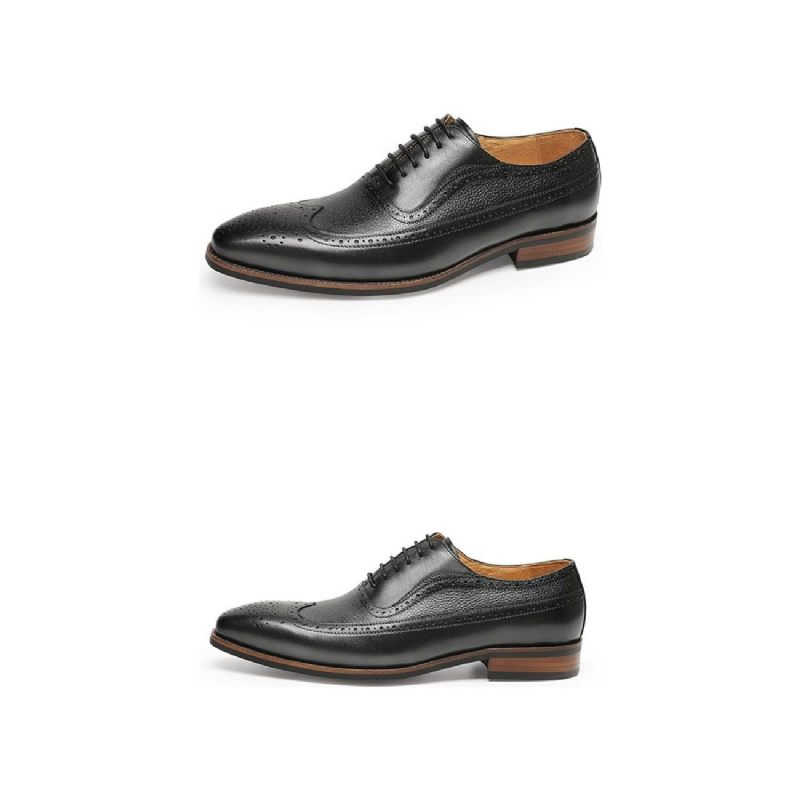 Sapatos Formais Masculinos Pontiagudos Com Cadarço Brogues - Preto