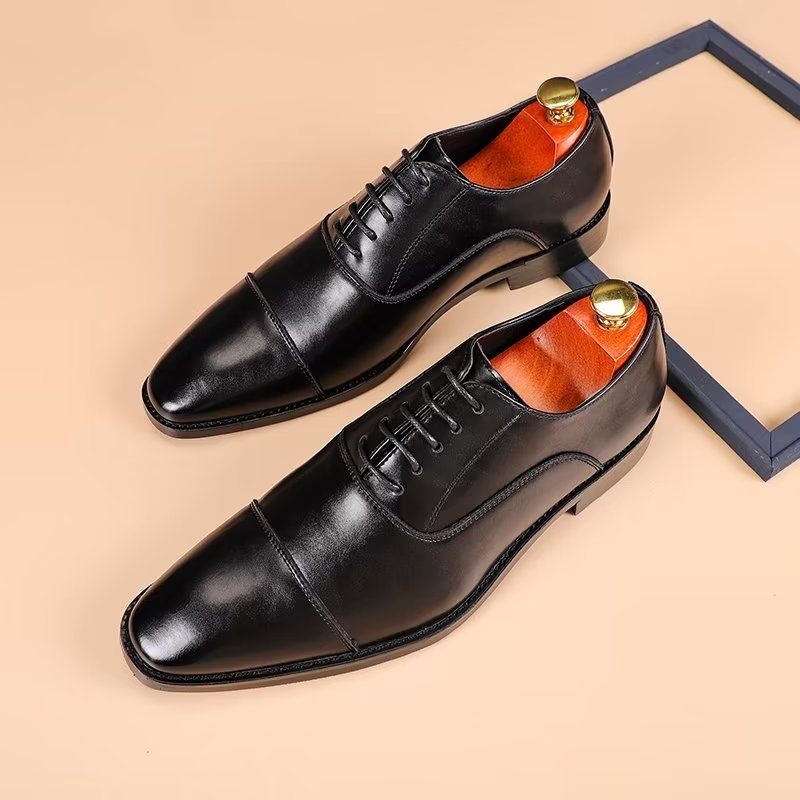 Sapatos Formais Masculinos Pu Com Cadarço - Preto