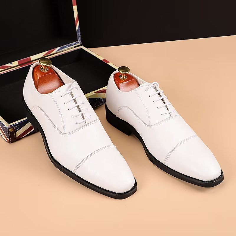 Sapatos Formais Masculinos Pu Com Cadarço - Branco