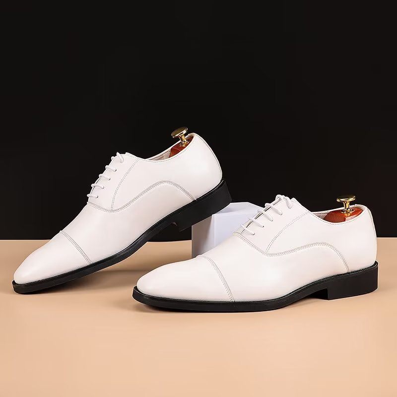 Sapatos Formais Masculinos Pu Com Cadarço - Branco