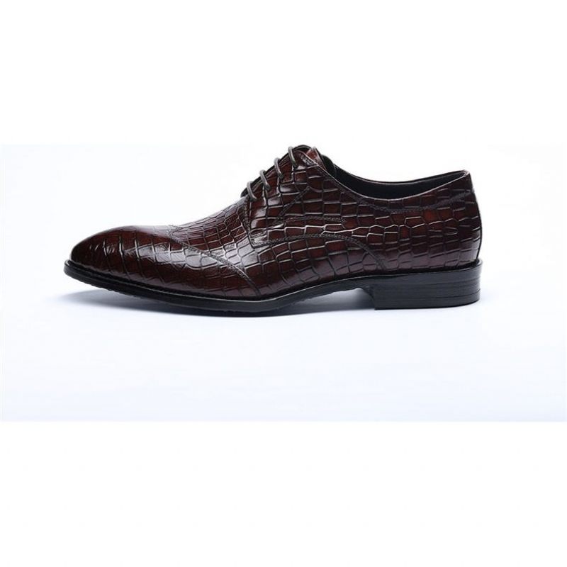 Sapatos Formais Masculinos Requintados Brogue Couro Crocodilo - Vermelho