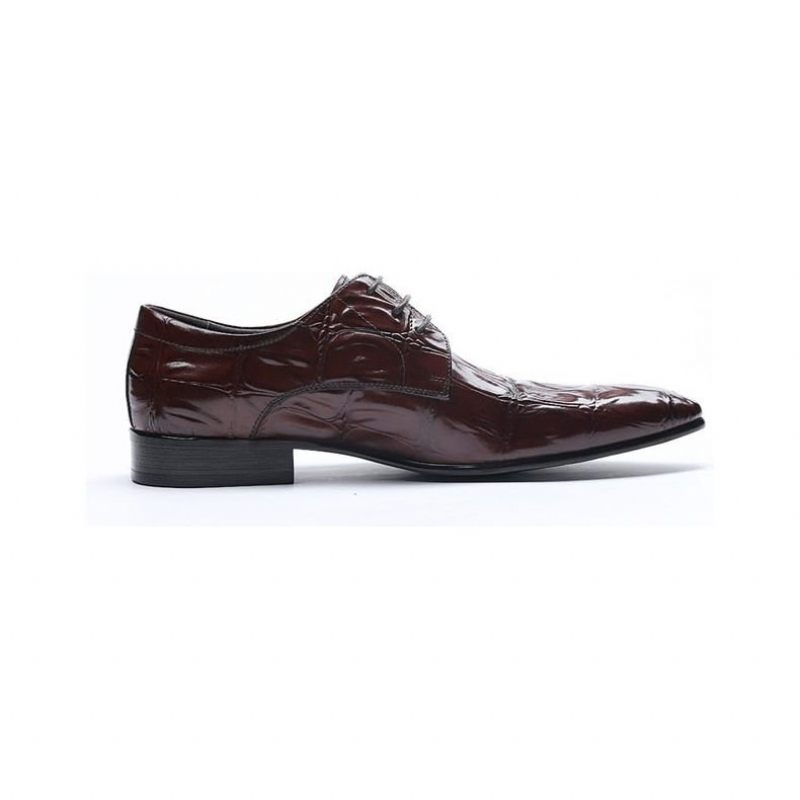 Sapatos Formais Masculinos Requintados Com Cadarço Pontiagudo Brogue - Vermelho