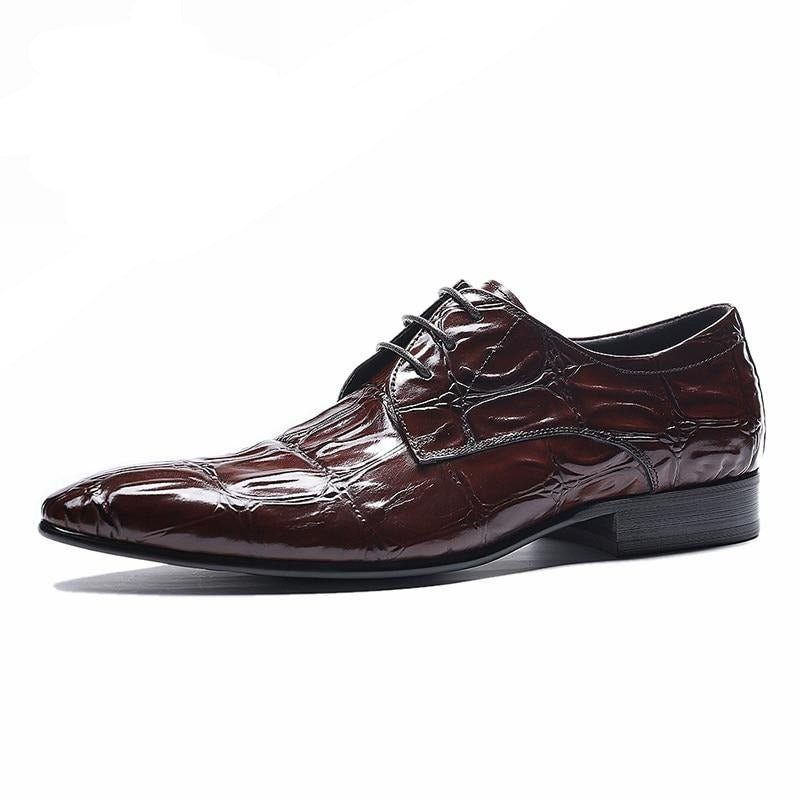 Sapatos Formais Masculinos Requintados Com Cadarço Pontiagudo Brogue - Vermelho