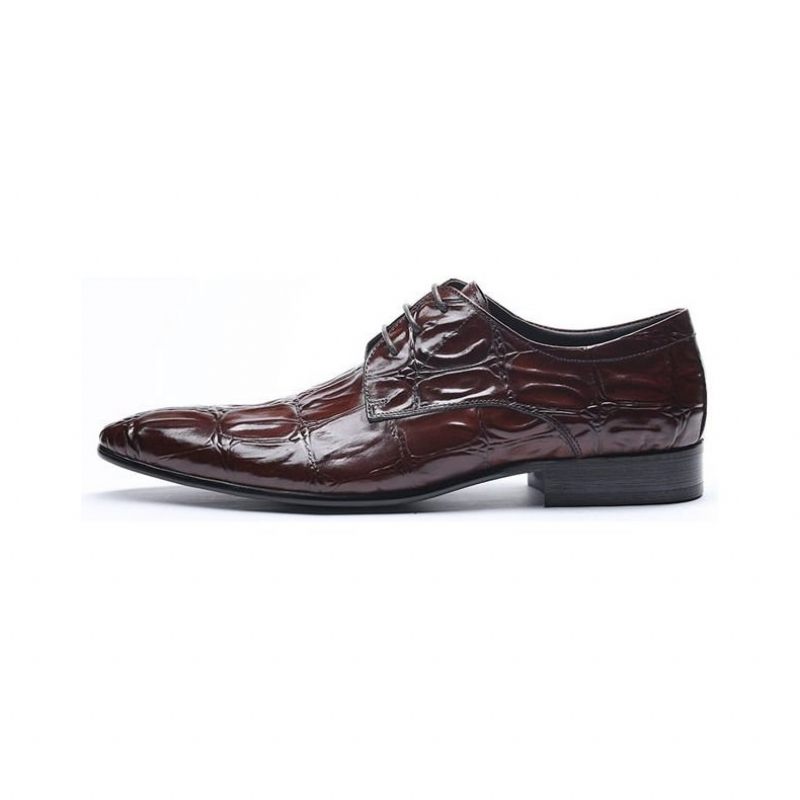 Sapatos Formais Masculinos Requintados Com Cadarço Pontiagudo Brogue - Vermelho